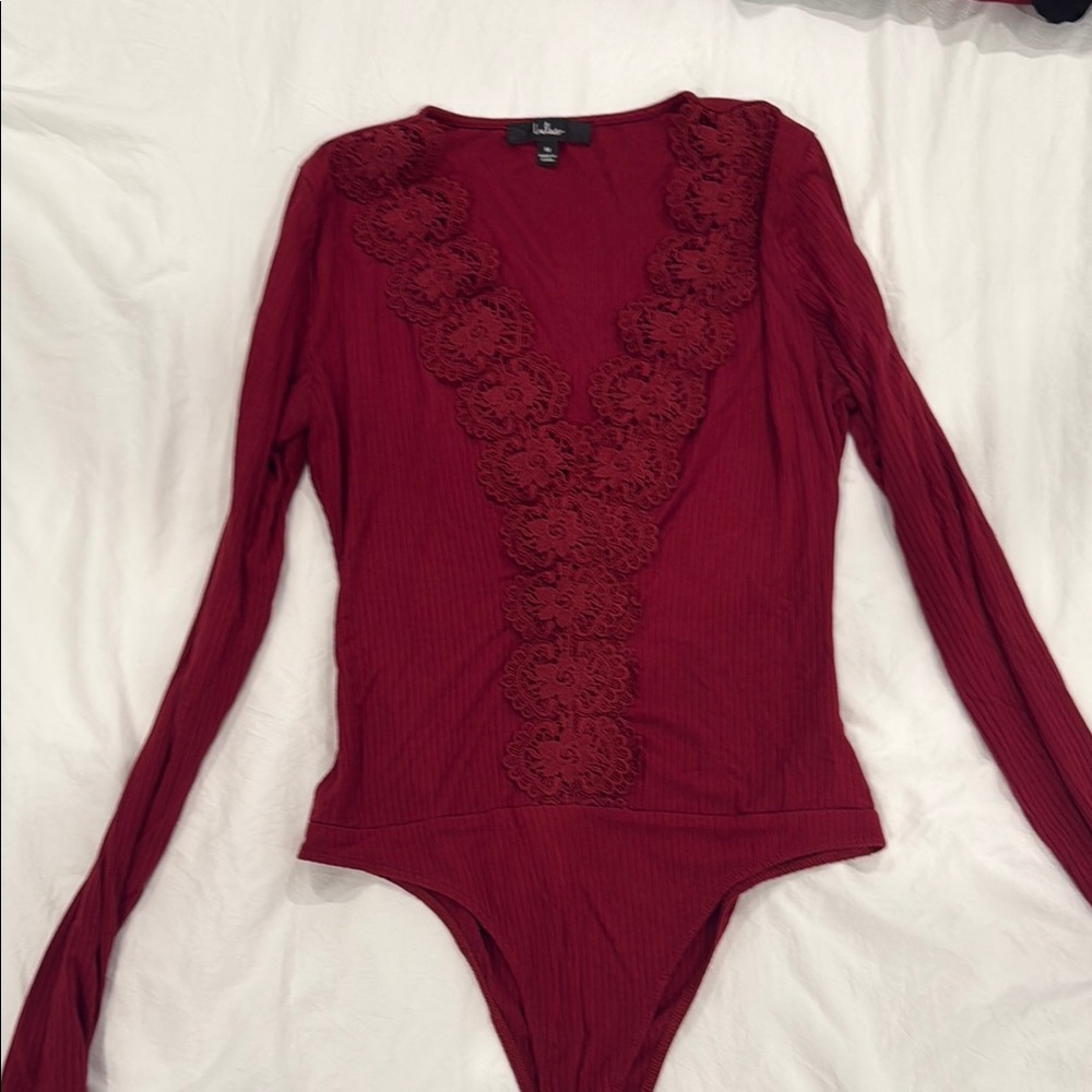 Lulu's Women's Red Lace Bodysuit